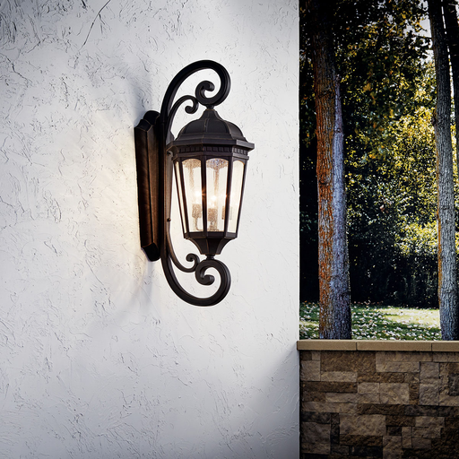 Product image for Kichler 9060RZ Courtyard™ 3 Light Wall Light Rubbed Bronze™