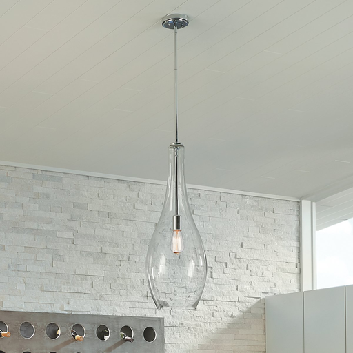 Product image for Kichler 42475CHCLR Everly™ 29.5" 1 Light Teardrop Pendant Clear Glass Chrome