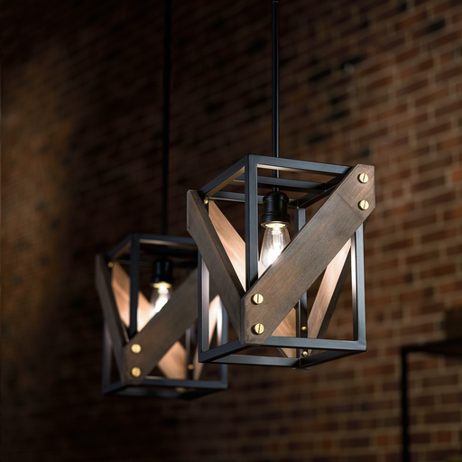 Product image for Kichler 44223BK Fulton Cross™ 1 Light Pendant Black