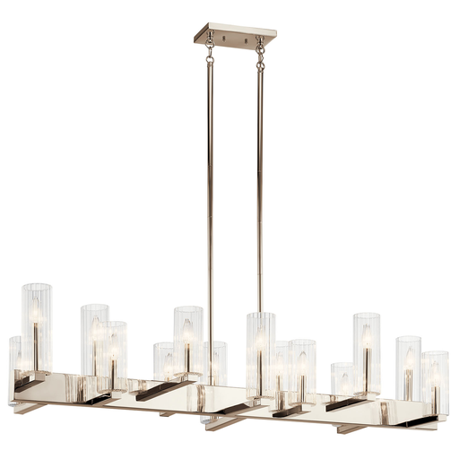 Product image for Kichler 44317PN Cleara™14 Light Linear Chandelier Polished Nickel