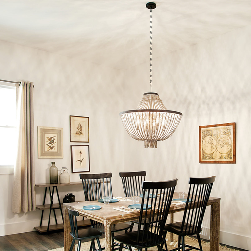 Product image for Kichler 43892DBK Brisbane 8 Light Chandelier Distressed Black