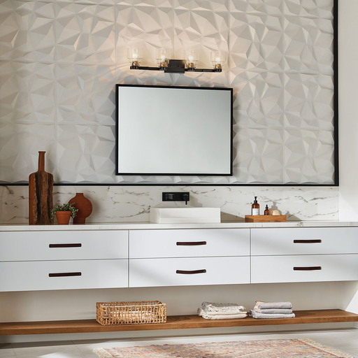 Product image for Kichler 55013BK Vionnet™ 33.5" 4 Light Vanity Light Clear Glass Black