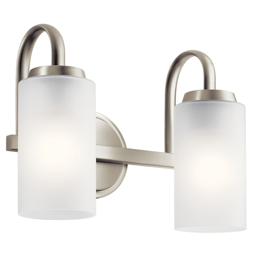 Product image for Kichler 55086NI Kennewick™ 2 Light Vanity Light with Etched Glass Brushed Nickel