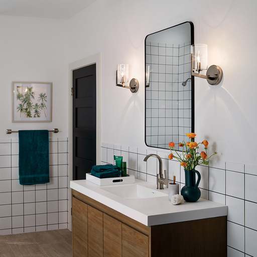 Product image for Kichler 52316CLP Nye™ 9.75" 1 Light Wall Sconce with Clear Glass Classic Pewter