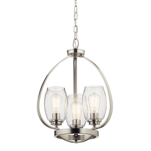 Product image for Kichler 44059NI Tuscany 21" 3 Light Mini Chandelier with Clear Seeded Glass Brushed Nickel