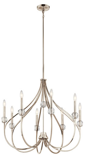 Product image for Kichler 43721PN Eloise 8 Light Chandelier Polished Nickel