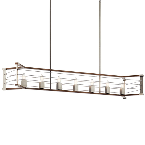 Product image for Kichler 44252NI Lente™ 7 Light Linear Chandelier Brushed Nickel