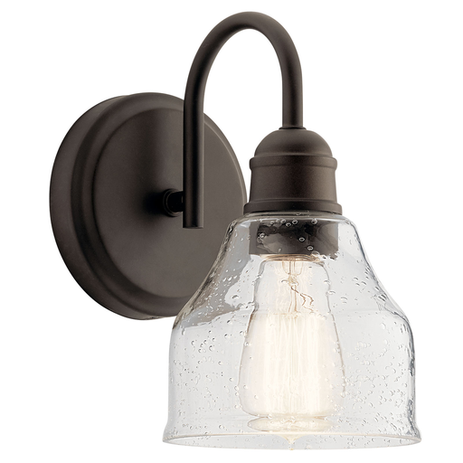 Product image for Kichler 45971OZ Avery 9.25" 1 Light Vanity Light with Clear Seeded Glass Olde Bronze®