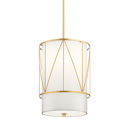Product image for Kichler 52073CLG Birkleigh™ 18.25" 1 Light Pendant with Satin Etched Glass Classic Gold