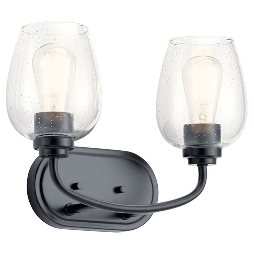 Product image for Kichler 45128BKCS Valserrano 14.50" 2 Light Vanity Light Clear Seeded Glass Black
