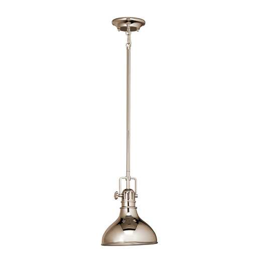 Product image for Kichler 2664PN Hatteras Bay™ 10.25" 1 Light Mini Pendant Polished Nickel