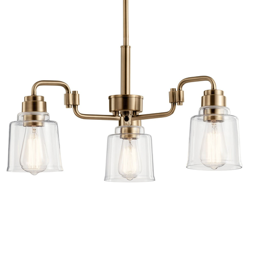 Product image for Kichler 52397WBR Aivian™ 23" 3 Light Chandelier with Clear Glass Weathered Brass