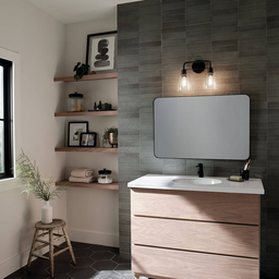 Product image for Kichler 55101BK Meller™ 15" 2 Light Vanity Light with Clear Glass Black