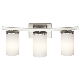 Product image for Kichler 45497NI Crosby 23" 3 Light Vanity Light Satin Etched Cased Opal Brushed Nickel