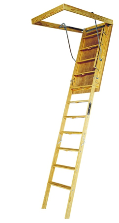 Product image for Louisville S305P Wood Attic Ladder, 350 lb Load Capacity