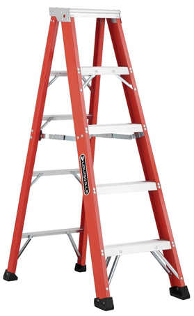 Product image for L-VIL FS1306HD 6FT FG STEPLADDER TYPE IAA 375LB W/METAL TOP FIBERGLASS STEPLADDER