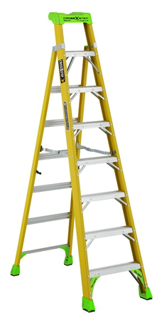 Product image for Louisville Ladder FXS1408HD 8ft Fiberglass Cross Step Ladder, Type IAA, 375lb Load Capacity
