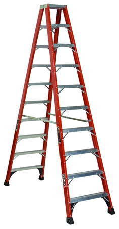 Product image for Louisville Ladder FM1410HD 10 Foot 375 lb Duty Rating Fiberglass Twin Front Ladder