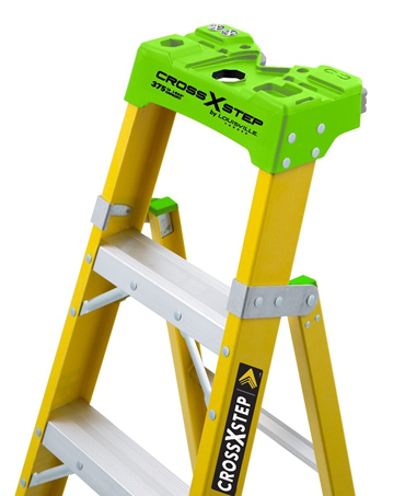 Product image for L-VIL FXS1404HD CROSS-STEP FG TYPE IAA 375LB RATED STEP/SHELF LADDER 4FT FIBERGLASS