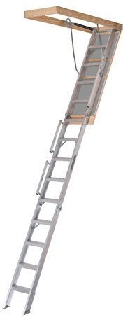 Product image for Louisville AL228P Aluminum Attic Ladder, 350 lb Load Capacity