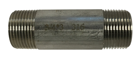3/4 X 1-1/2 304 STAINLESS STEEL NIPPLE