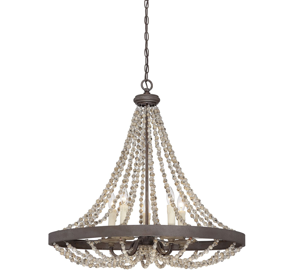 Product image for SAVOY 7-7406-5-39 MALLORY 5-LIGHT PENDANT IN FOSSIL STONE