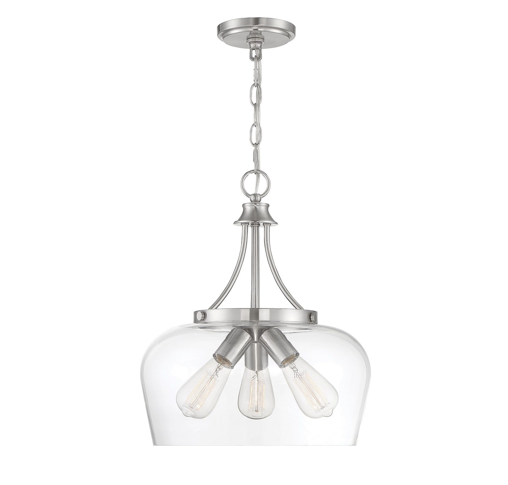 Product image for SAVOY 7-4034-3-SN 3 LT PENDANT CLEAR GLASS
