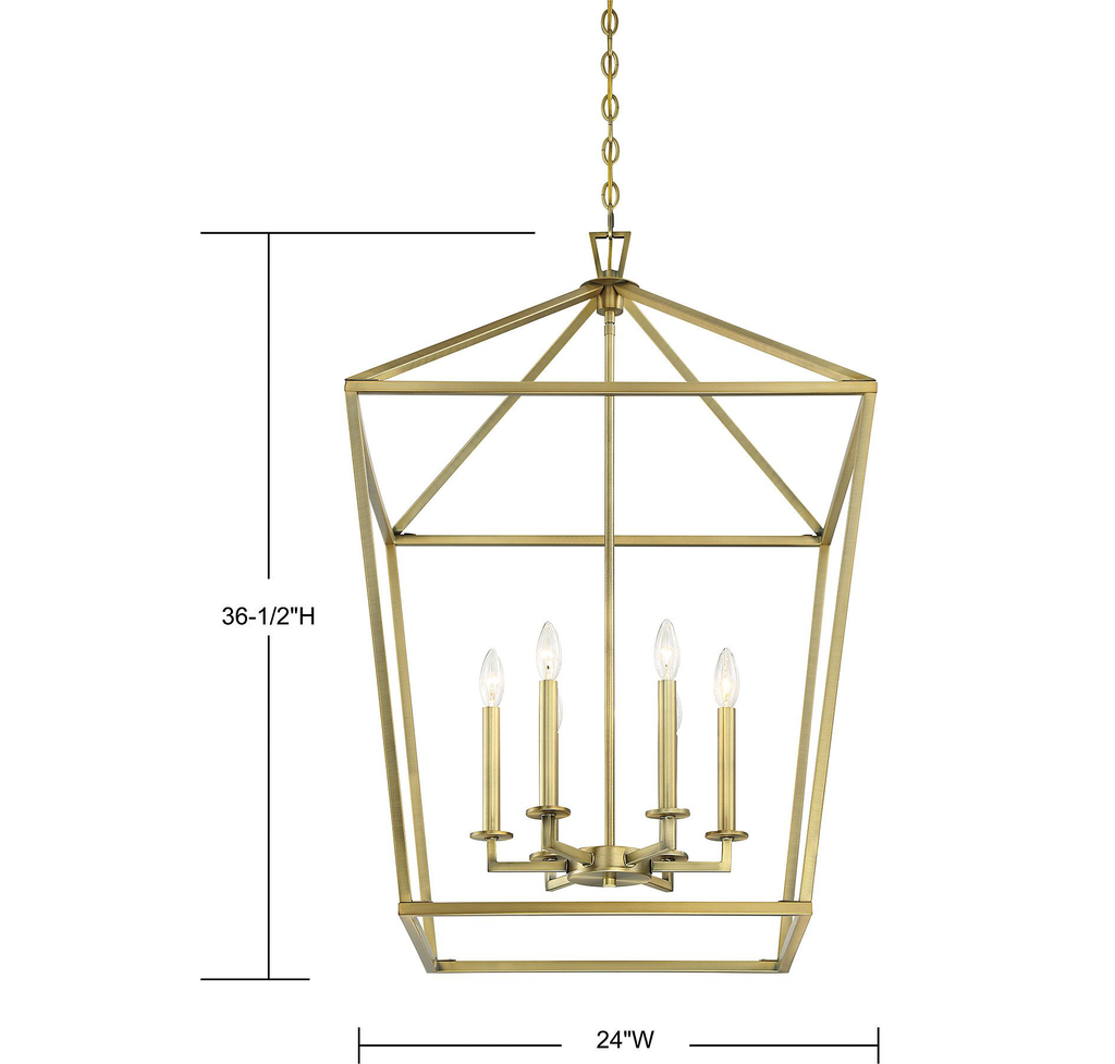 Townsend 6 Light Foyer, Warm Brass