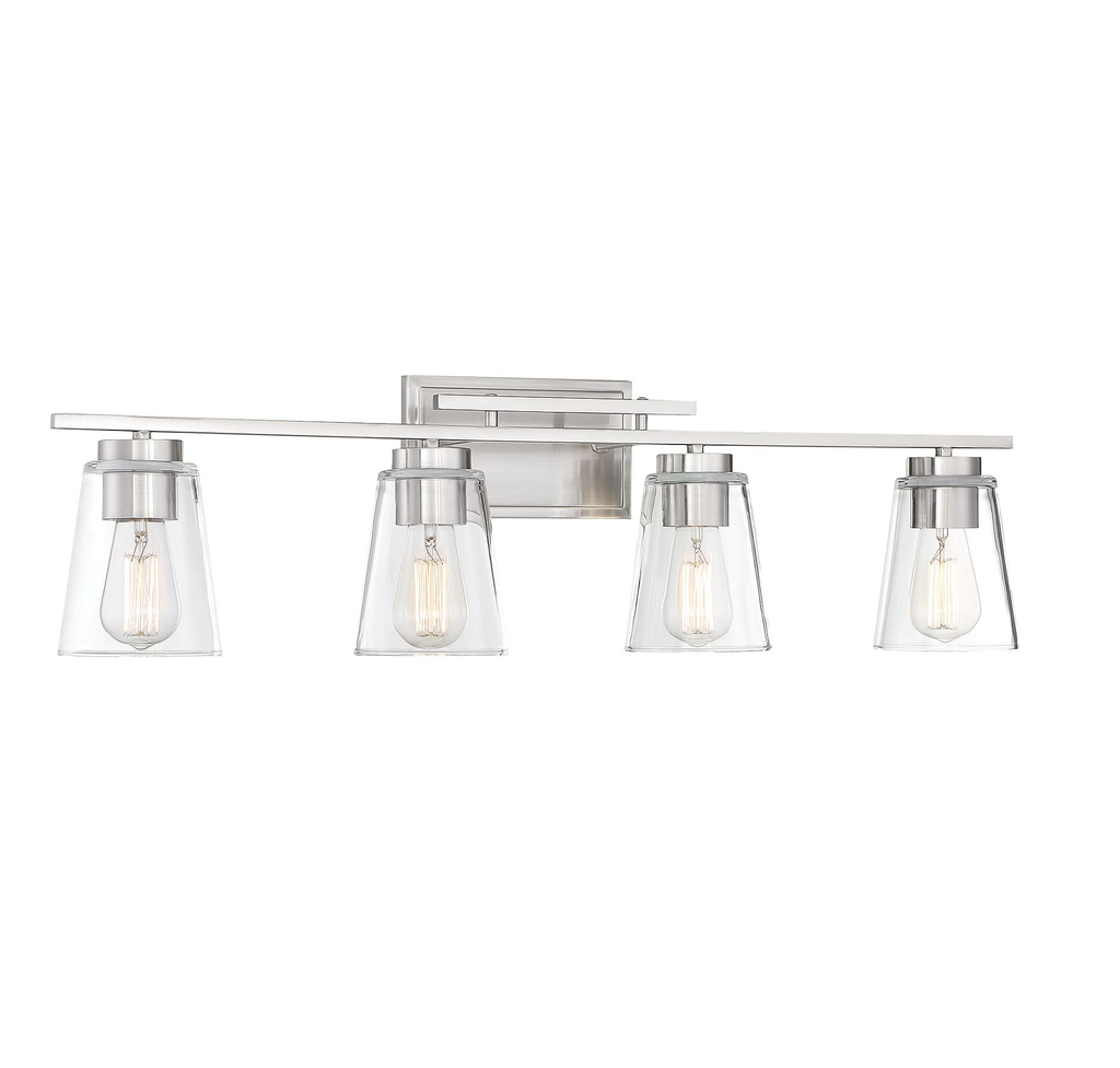 Calhoun 4 Light Satin Nickel Bath Bar, Satin Nickel