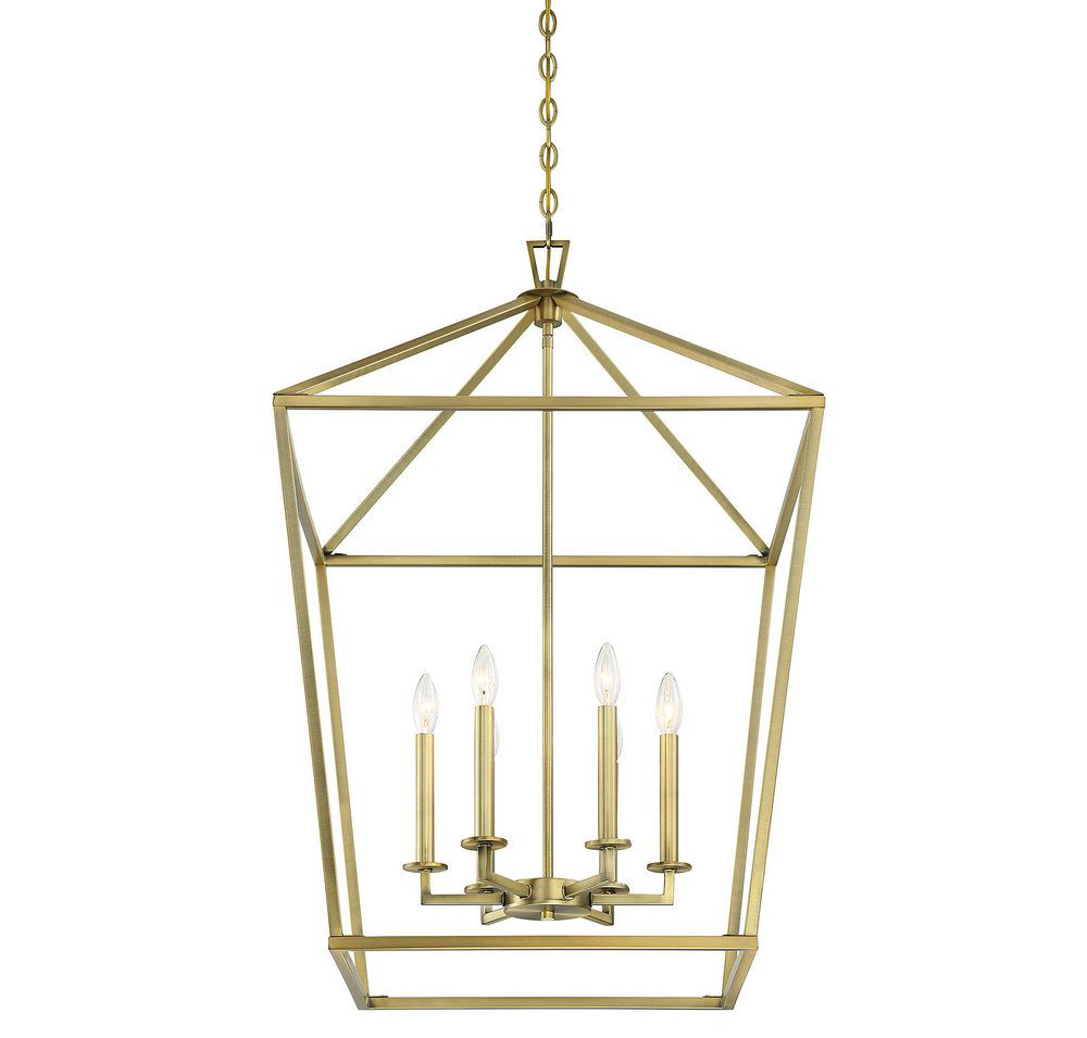 Townsend 6 Light Foyer, Warm Brass