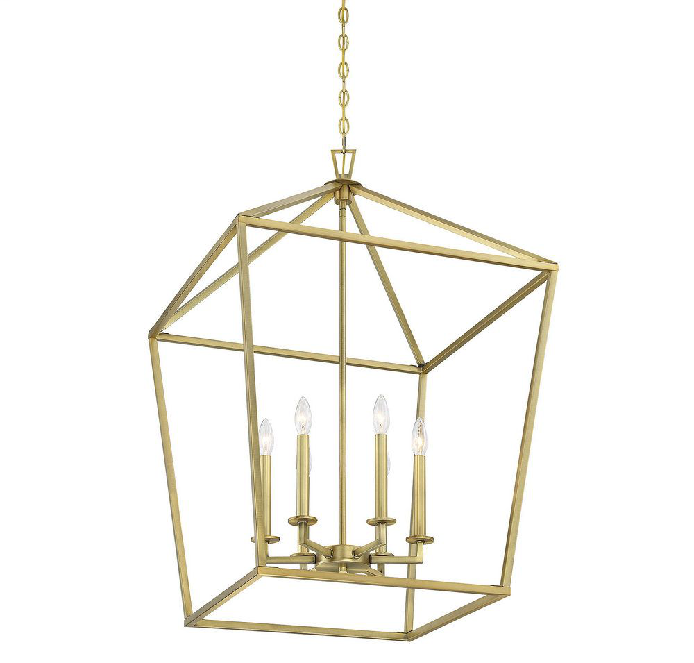 Townsend 6 Light Foyer, Warm Brass