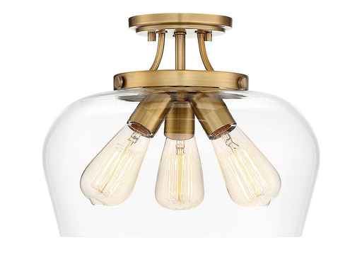 Product image for Octave 3 Light Semi-Flush Mount - Warm Brass