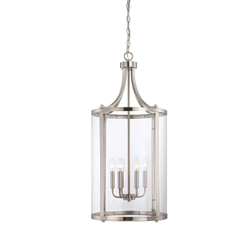 Penrose 6 Light Medium Foyer Lantern, Satin Nickel