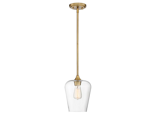 Product image for SAVOY 7-4036-1-322 WARM BRASS 8.25IN WIDE CLEAR GLASS PENDANT