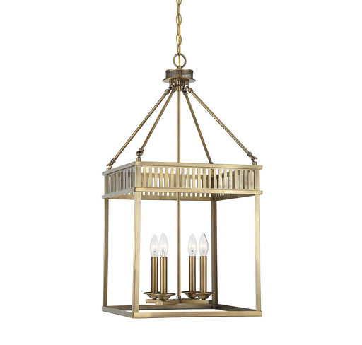 William 4-Light Warm Brass Lantern, Warm Brass