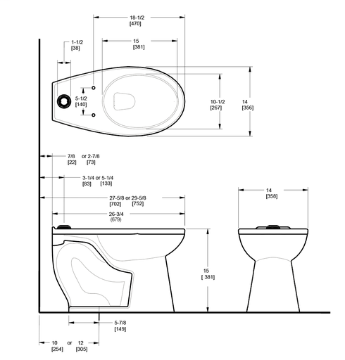 ST2009-STG CL FIX ASM FM TS UNIVERSALElongated Floor-Mounted Water Closet, 1.1-1.6 GPF