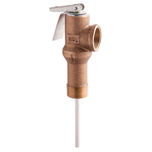 3/4 In Bronze Self Closing Temperature And Pressure Relief Valve, 150 psi, 210 degree F, Extended Shank Up To 1 3/4 In Insulation