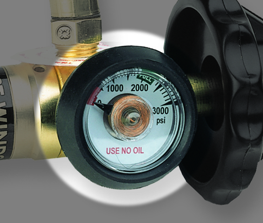 Inflator Parts - Gauge, 0-300 PSIG Gauge with Rubber Boot