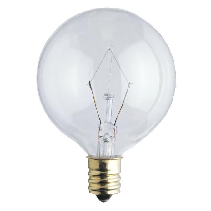 Product image for Westinghouse Lighting 03822 120 Volt 25 W CC2V Filament G16 1/2 Candelabra Base Clear Incandescent Lamp