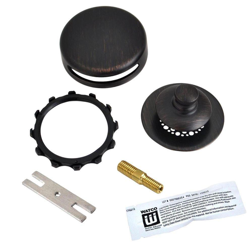 48750 Universal NuFit® Push Pull® Bathtub Stopper with Grid Strainer - Optional 948700 Innovator Trim Kit 948700-PP-BN-G-47