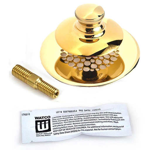 48750 Universal NuFit® Push Pull® Bathtub Stopper with Grid Strainer - Optional 948700 Innovator Trim Kit 48750-PP-PB-G-47