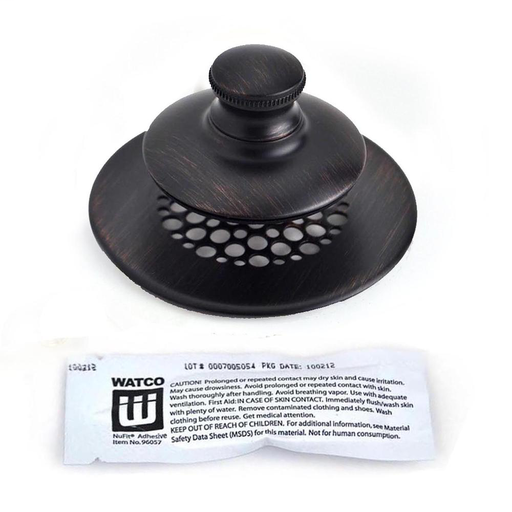48750 Universal NuFit® Push Pull® Bathtub Stopper with Grid Strainer - Optional 948700 Innovator Trim Kit 48750-PP-BN-G