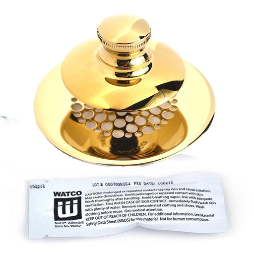 48750 Universal NuFit® Push Pull® Bathtub Stopper with Grid Strainer - Optional 948700 Innovator Trim Kit 48750-PP-PB-G