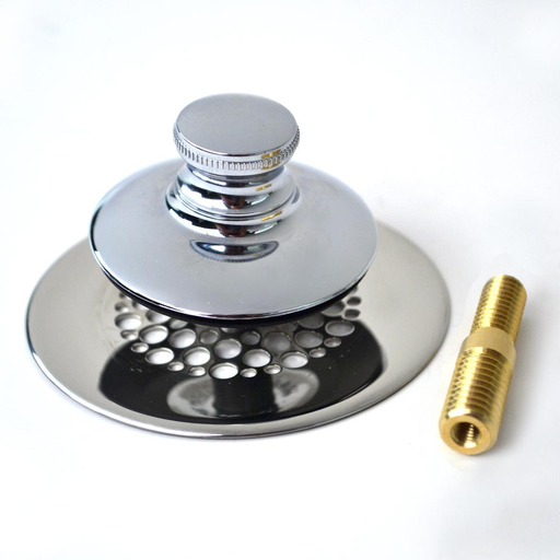 48750 Universal NuFit® Push Pull® Bathtub Stopper with Grid Strainer - Optional 948700 Innovator Trim Kit 48751-PP-CP-G