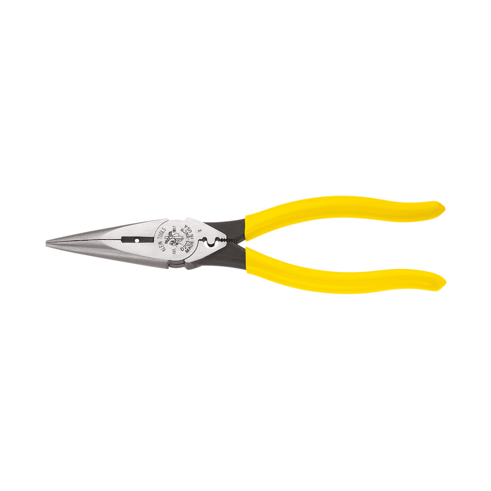 Pliers, Long Nose Side Cutters, Strip/Crimp 8-Inch
