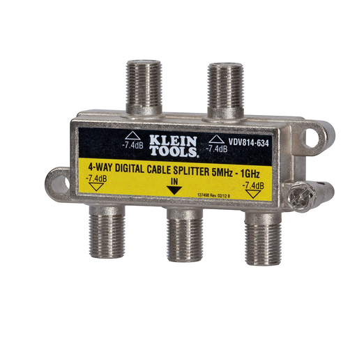 Product image for Klein VDV814-634 4-Way Digital Splitter 5 MHz-1 GHz