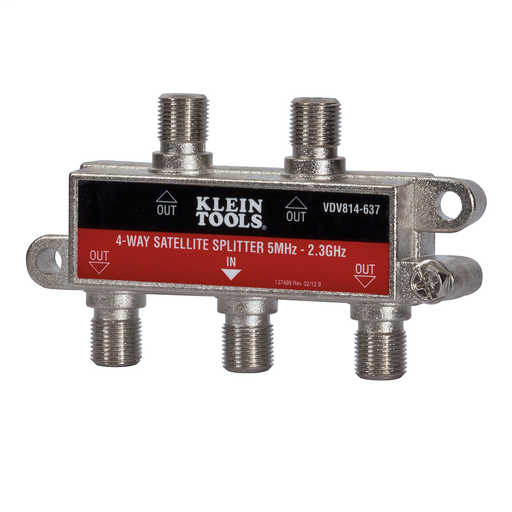 Product image for Klein VDV814-637 4-Way Satellite/Digital Cable Splitter