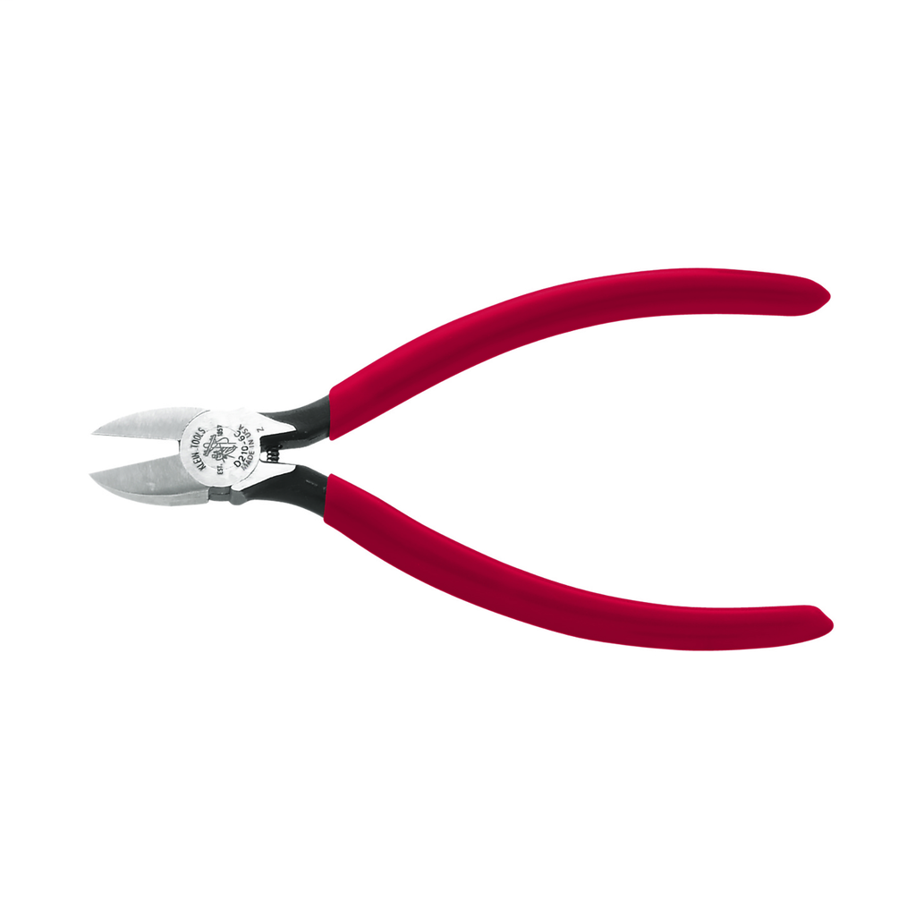 Klein Tools D210-6C 13/16 x 11/16 x 7/16 Inch Plastic Dipped Red Handle Semi Flush Diagonal Cutting Pliers Klein Tools D210-6C 13/16 x 11/16 x 7/16 Inch Plastic Dipped Red Handle Semi Flush Diagonal Cutting Pliers