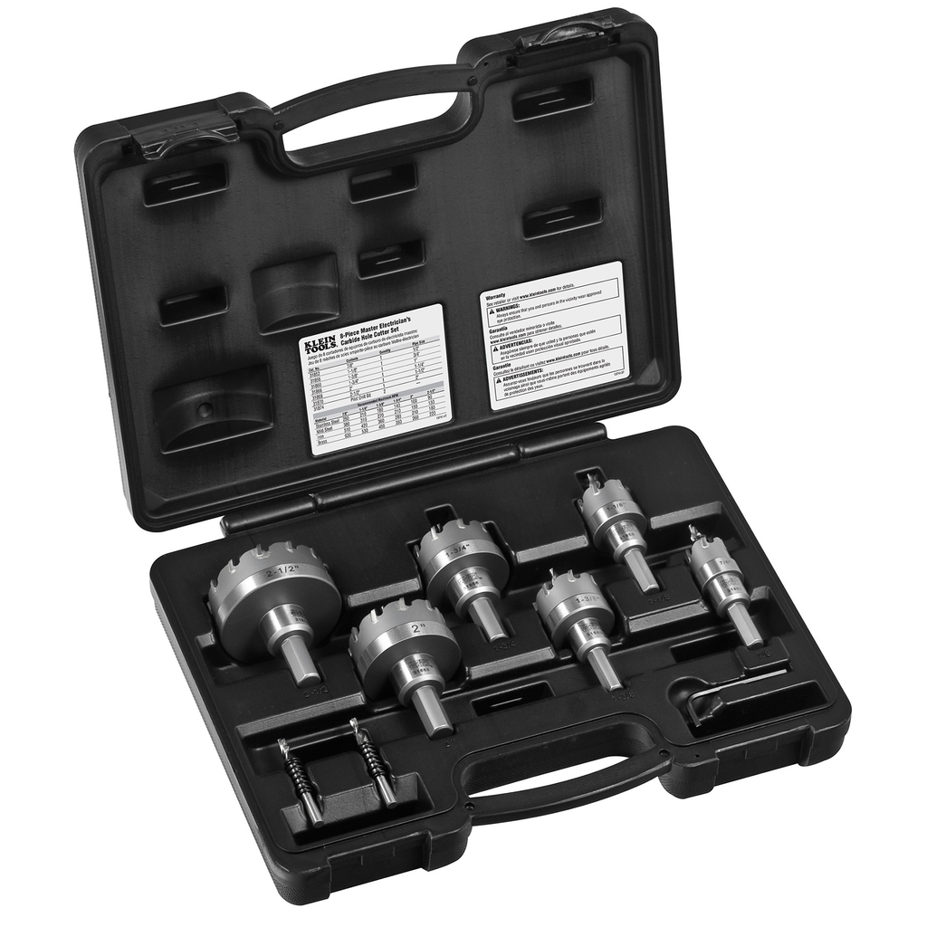 Klein Tools 31873 8-Piece Master Electrician Hole Cutter Kit Klein Tools 31873 8-Piece Master Electrician Hole Cutter Kit