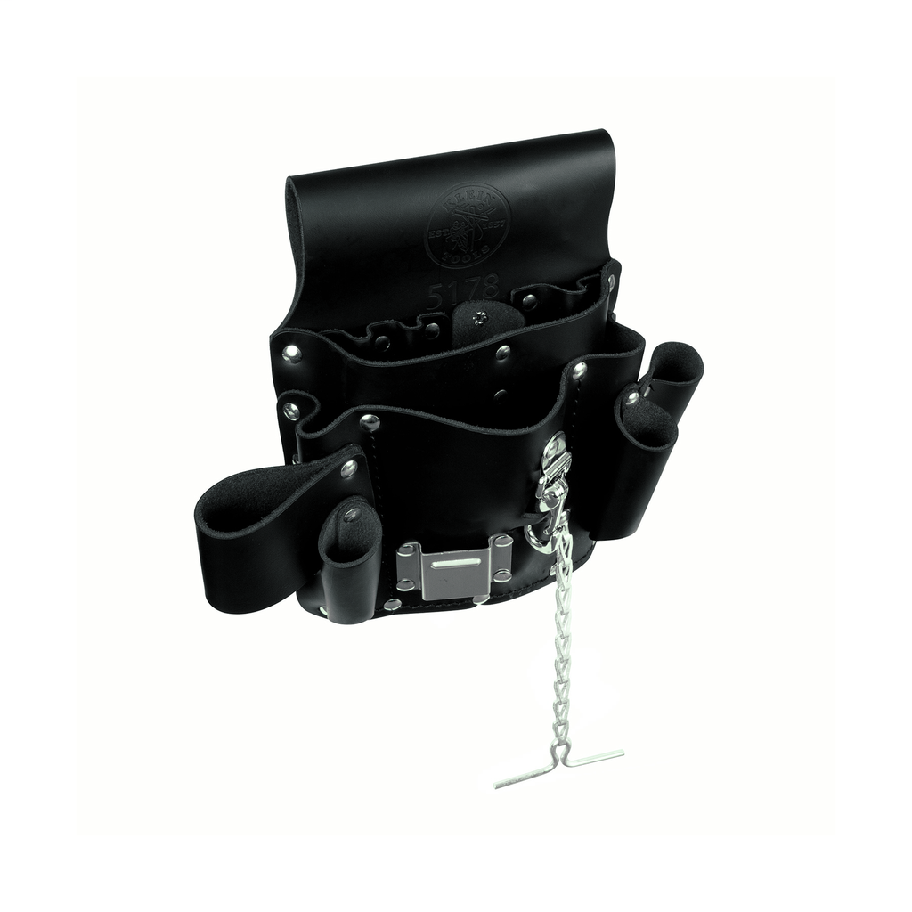 Klein Tools 5178 11 x 10 Inch Black Leather 8-Pocket Tool Pouch Klein Tools 5178 11 x 10 Inch Black Leather 8-Pocket Tool Pouch